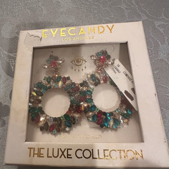 EYE CANDY gorgeous multicolor gemstone post earrings! - Picture 3 of 6